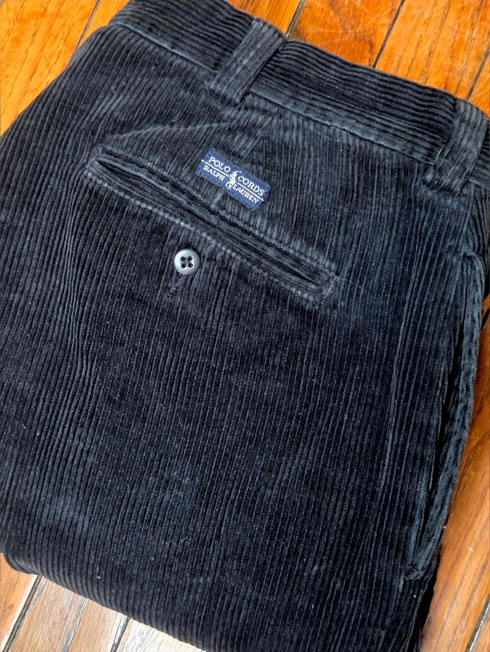 Polo Ralph Lauren Philip 38×32 Black 100% Cotton Corduroy Pants A1